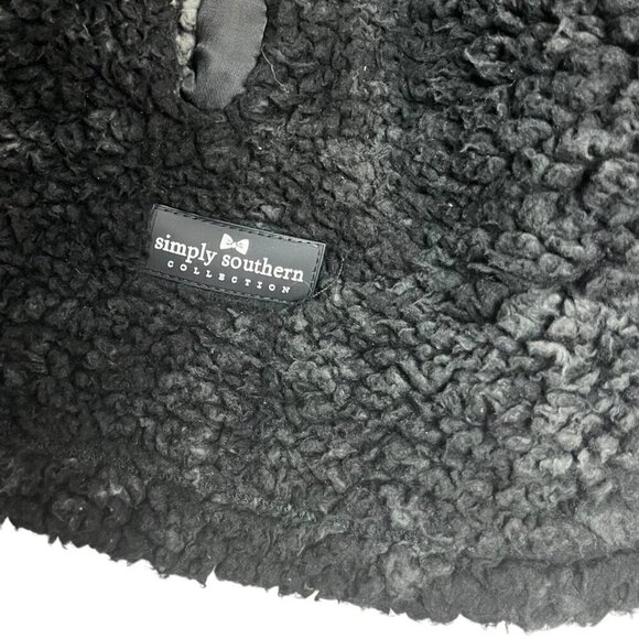 Simply Southern Women's S 1/2 Zip Teddy Sherpa Pullover Black Warm Cozy Soft - Picture 3 of 5
